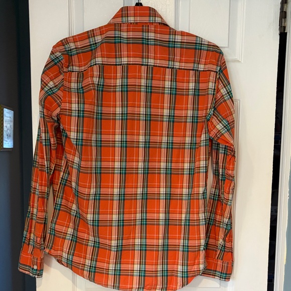 Aeropostale Men's Vibrant Orange Plaid Shirt - Picture 4 of 4